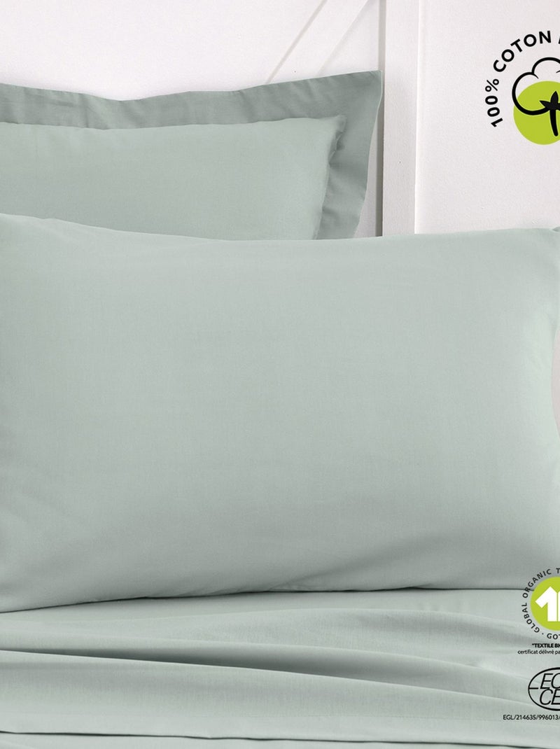 Taie d'oreiller rectangulaire en coton BIO Vert - Kiabi