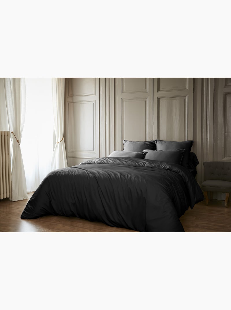 Taie d’Oreiller – Satin de Bambou – Ultra douce - Salomé Noir - Kiabi