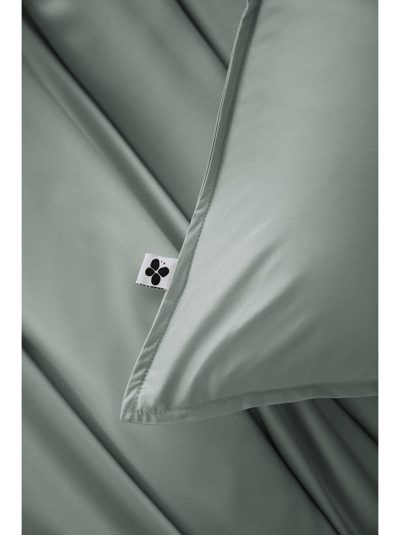 Taie d’Oreiller – Satin de Bambou – Ultra douce - Salomé Vert eucalyptus - Kiabi