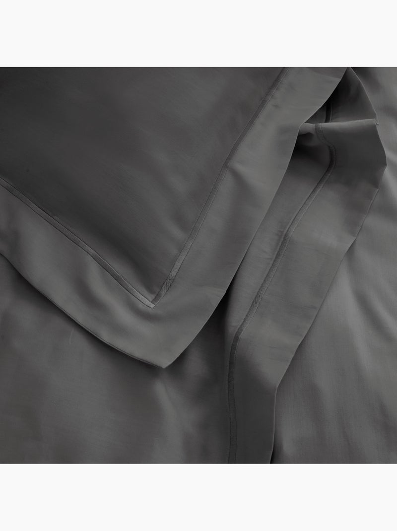 Taie d'Oreiller – Satin de Coton 120 Fils/cm² – Hôtellerie Haut de Gamme gris anthracite - Kiabi