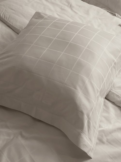 Taie d'oreiller satin de coton CONCERTO Carreaux - Kiabi