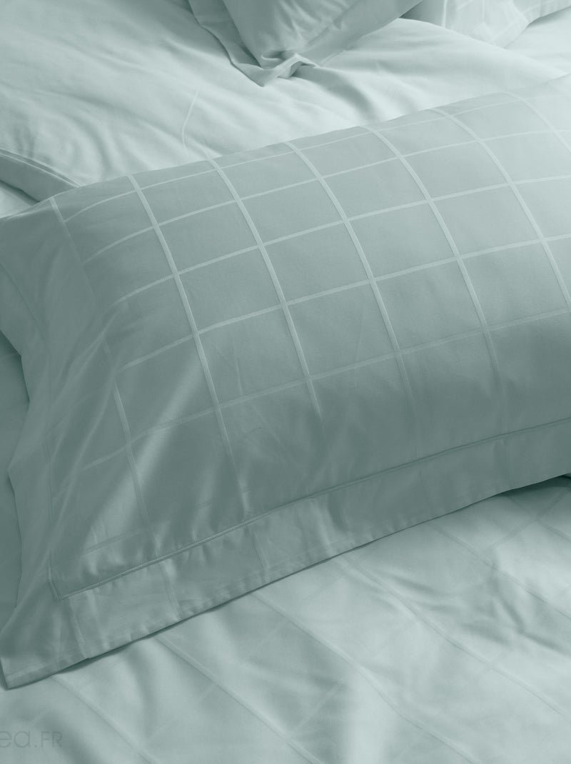 Taie d'oreiller satin de coton CONCERTO Carreaux Vert anis - Kiabi