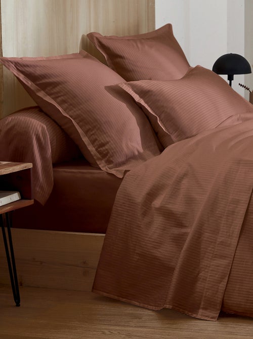 Taie d’oreiller satin de coton rayures ton sur ton - Kiabi