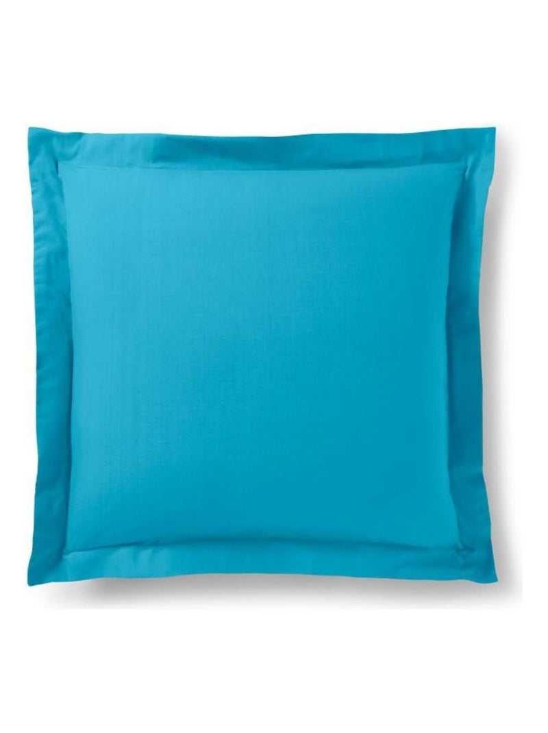 Taie d'oreiller Turquoise 63 x 63 cm volant plat piqué  / 100% Coton / 57 fils/cm² Bleu - Kiabi