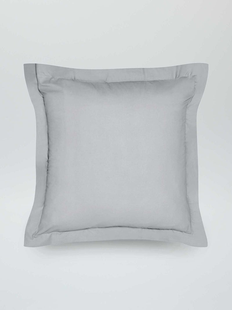Taie d'oreiller uni en percale de coton Gris - Kiabi