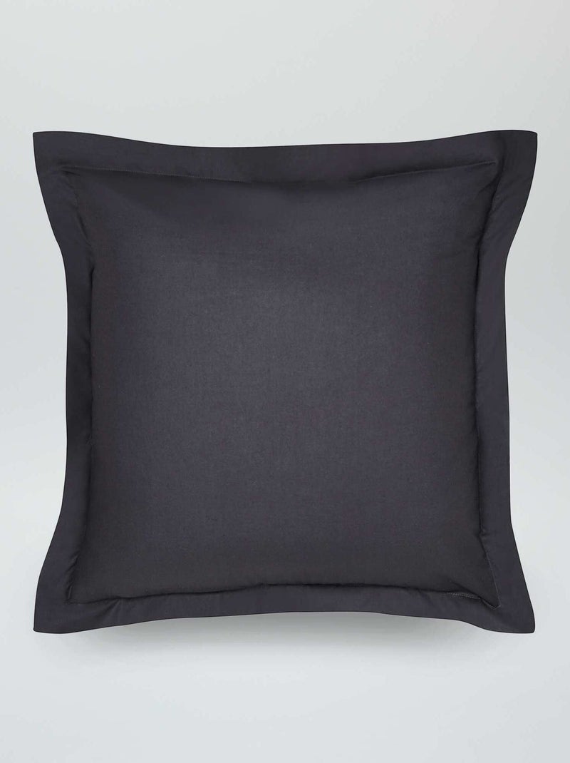 Taie d'oreiller uni en percale de coton Noir - Kiabi