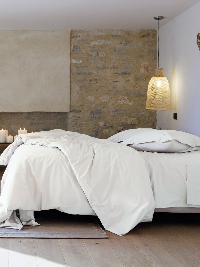 Taie d'oreiller uni percale de coton MANOIR Blanc - Kiabi