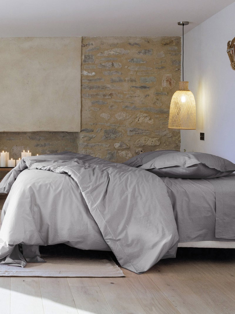 Taie d'oreiller uni percale de coton MANOIR Gris foncé - Kiabi