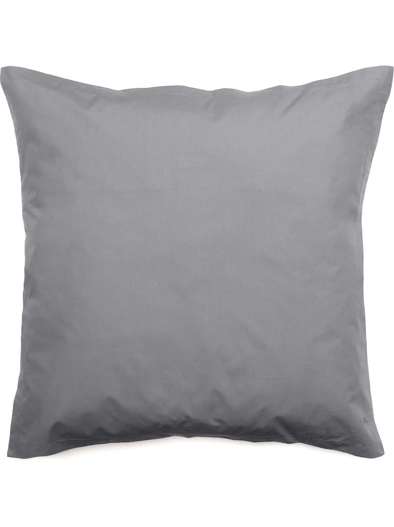 Taie d'oreiller uni percale de coton MANOIR Gris froid - Kiabi