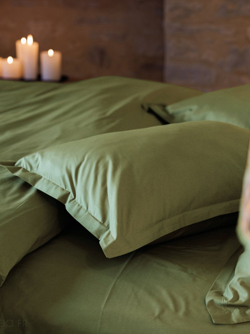 Taie d'oreiller uni percale de coton MANOIR Vert bouteille - Kiabi