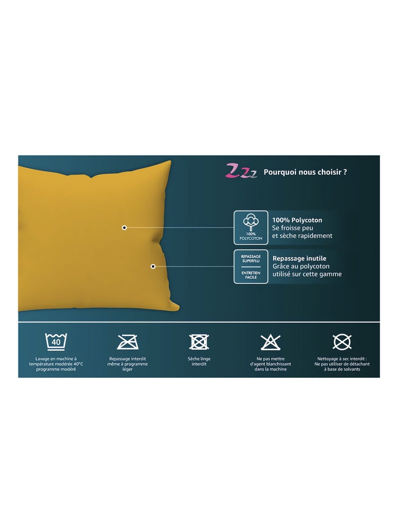 Taie d'oreiller uni ZZZ en polycoton Gris - Kiabi