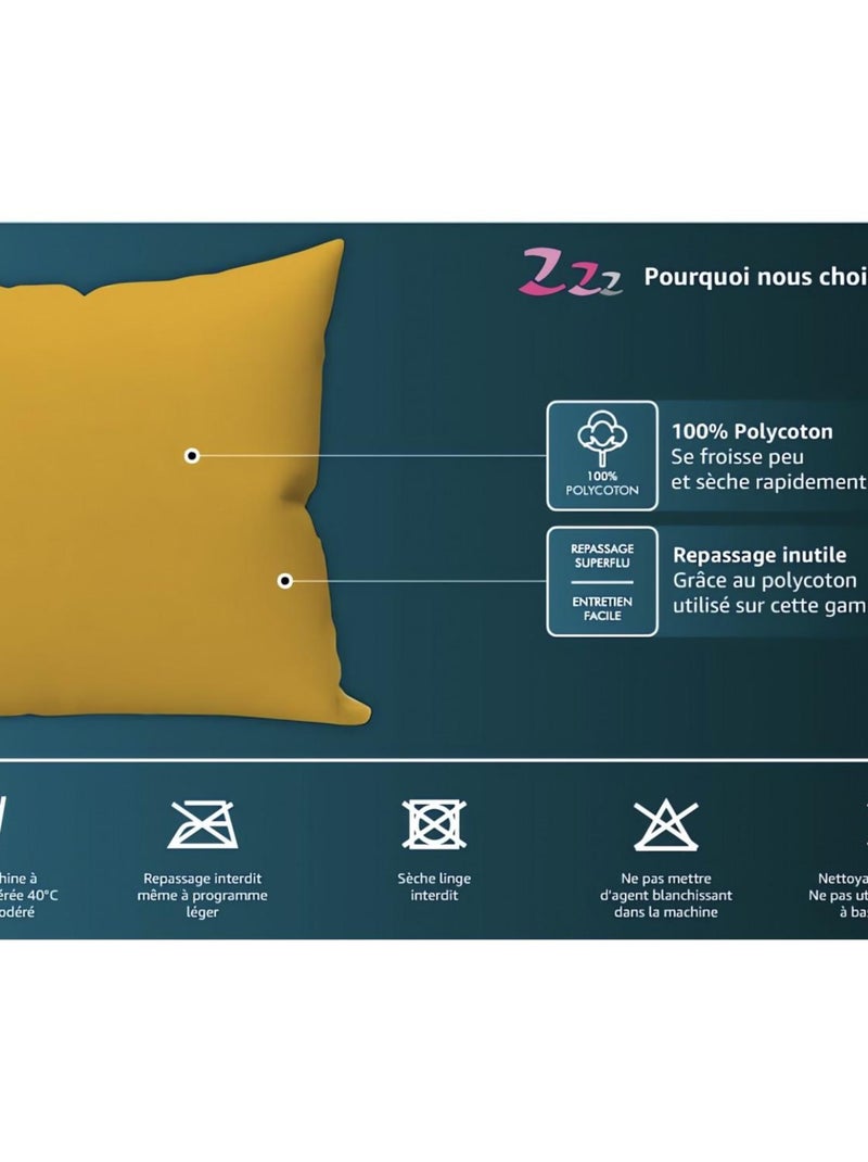 Taie d'oreiller uni ZZZ en polycoton Marron - Kiabi