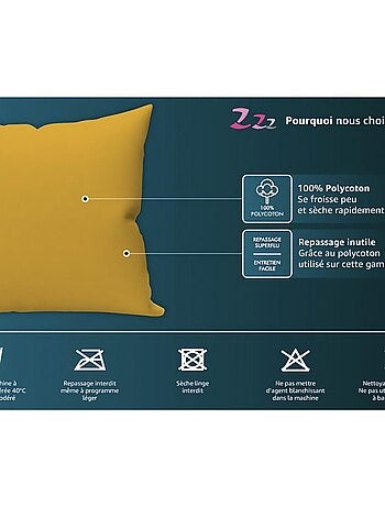 Taie d'oreiller uni ZZZ en polycoton