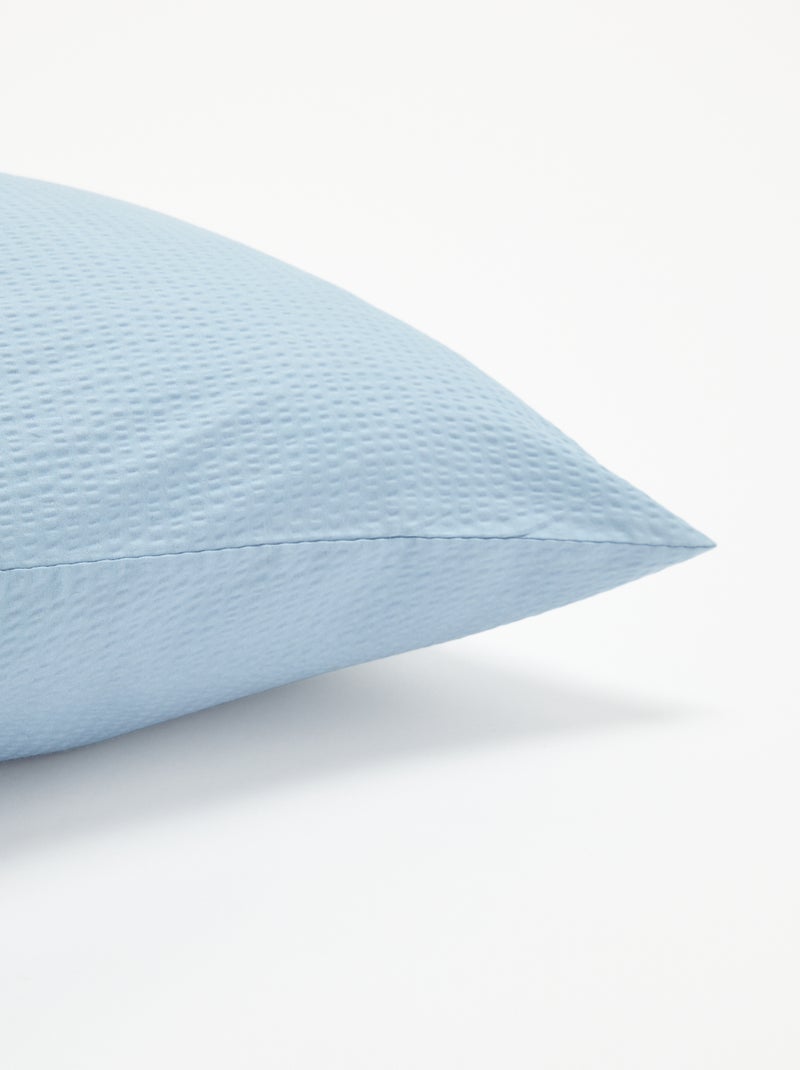 Taie d'oreiller unie - 50 x 70 cm en seersucker Bleu - Kiabi