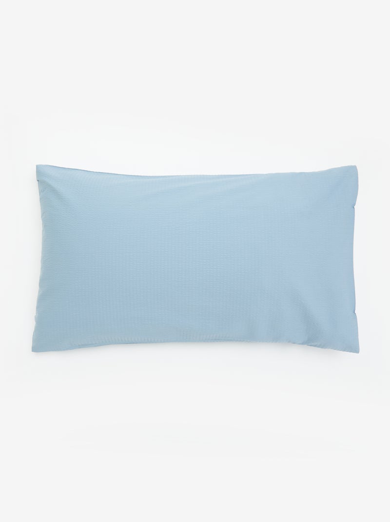 Taie d'oreiller unie - 50 x 70 cm en seersucker Bleu - Kiabi