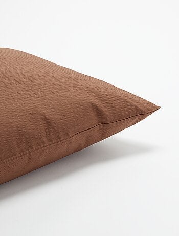 Taie d'oreiller unie - 63 x 63 cm en seersucker