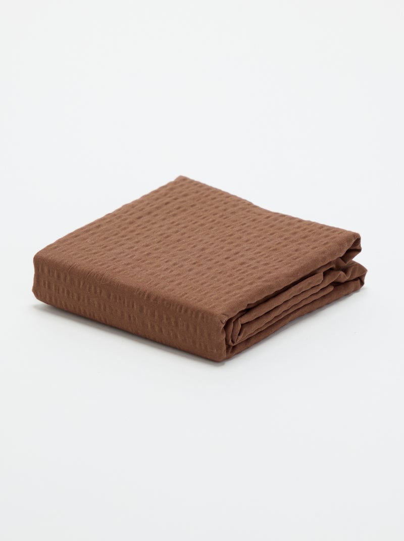 Taie d'oreiller unie - 63 x 63 cm en seersucker Marron - Kiabi