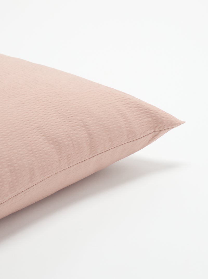 Taie d'oreiller unie - 63 x 63 cm en seersucker Rose - Kiabi