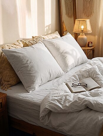 Taie d'oreiller unie 63 x 63 cm en coton