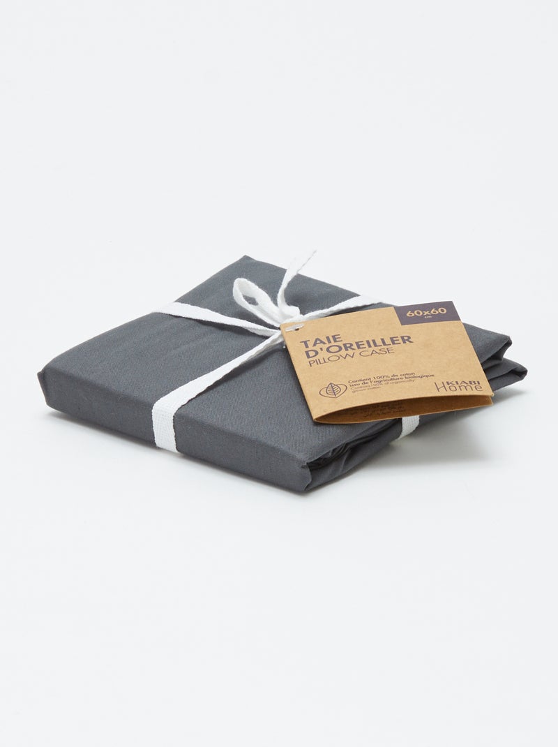 Taie d'oreiller unie 63 x 63 cm en coton Gris foncé - Kiabi