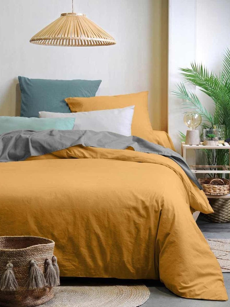 Taie d'oreiller unie en coton bio Bleu - Kiabi