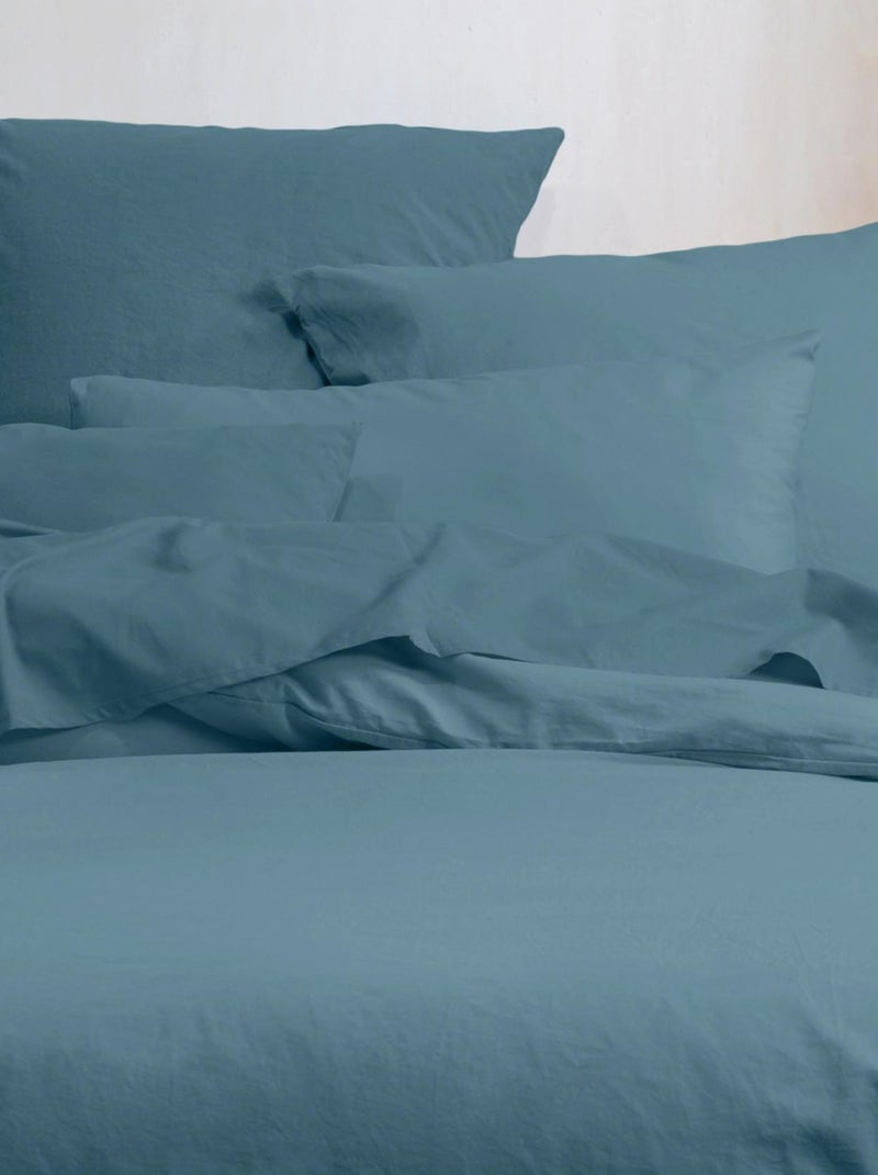 Taie d'oreiller unie en coton bio Bleu - Kiabi