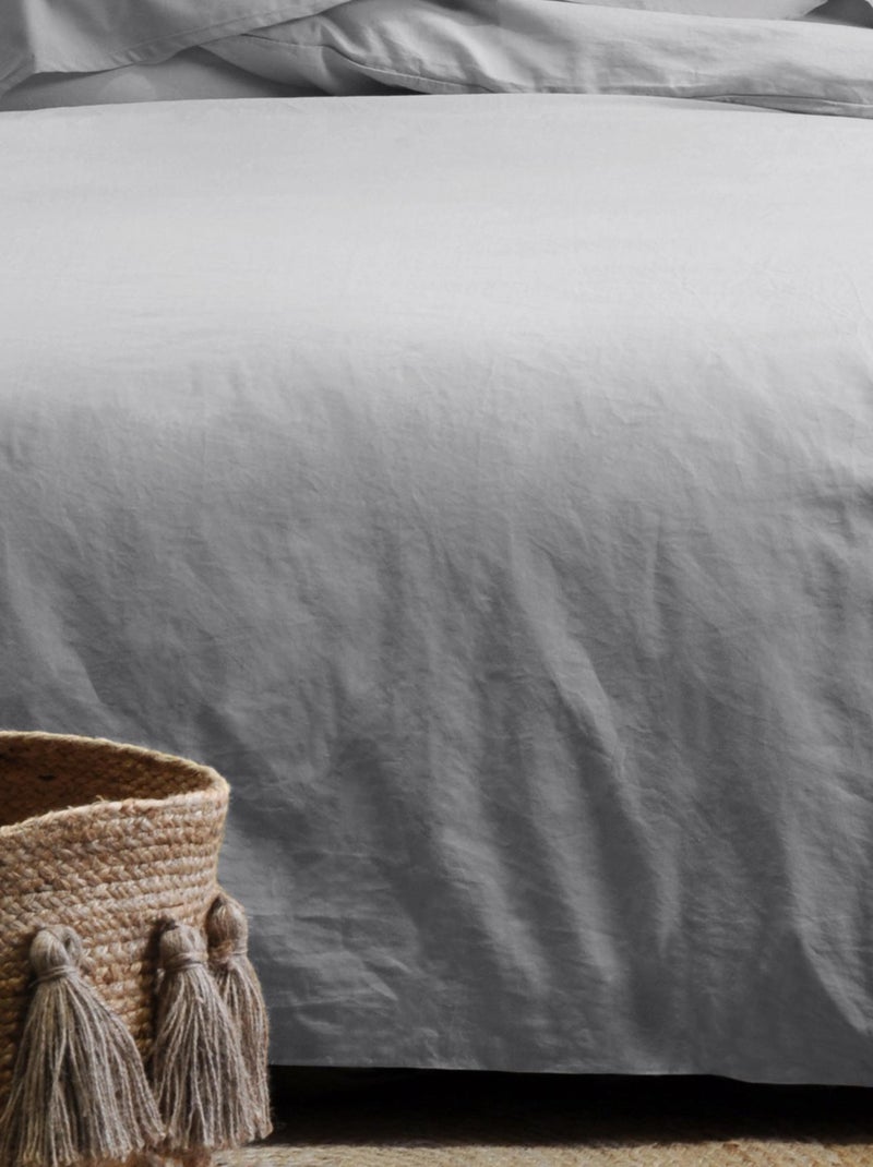 Taie d'oreiller unie en coton bio Gris perle - Kiabi