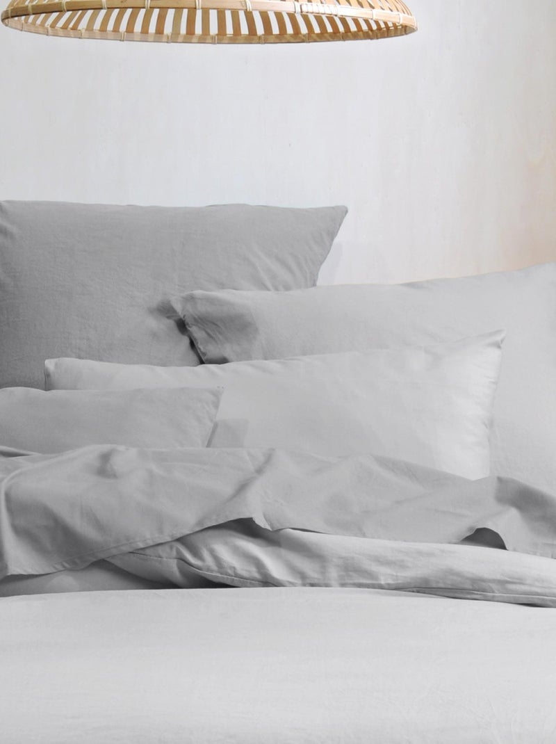 Taie d'oreiller unie en coton bio Gris perle - Kiabi