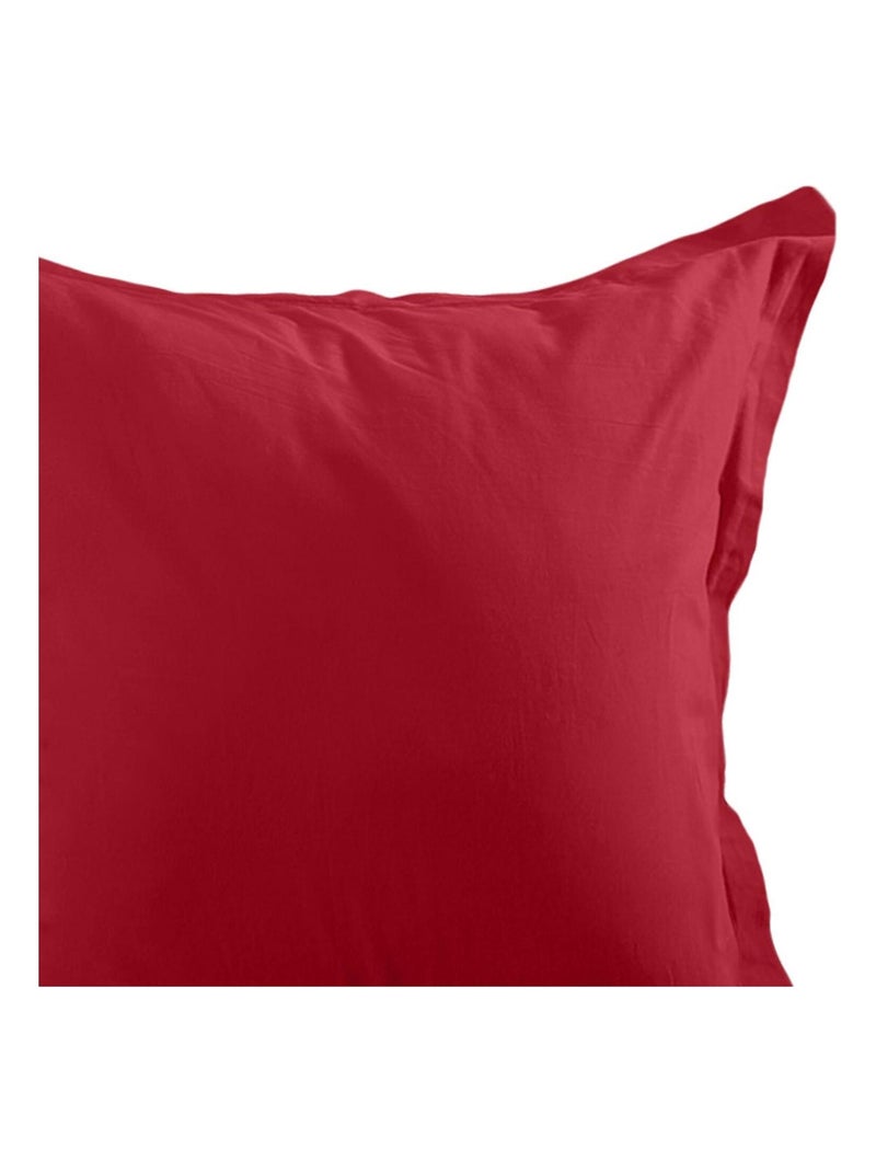 Taie d'oreiller unie en coton Rouge - Kiabi