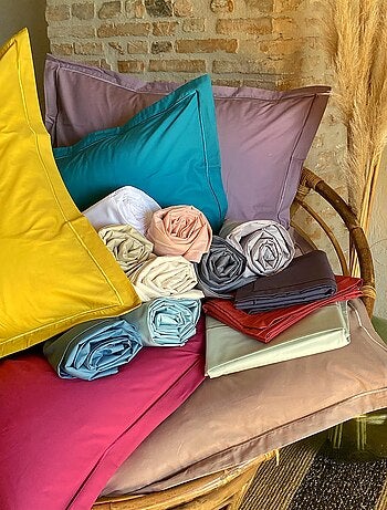 Taie d'oreiller unie percale de coton