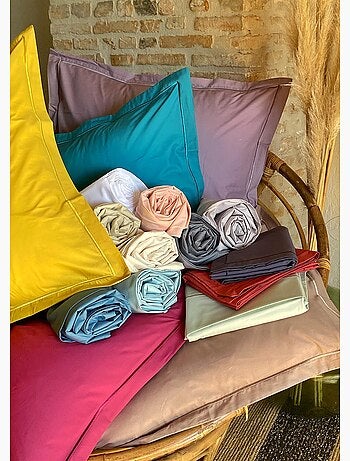 Taie d'oreiller unie percale de coton