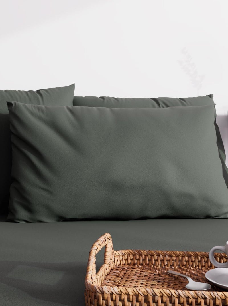 Taie d'oreiller unie ZZZ Kaki - Kiabi