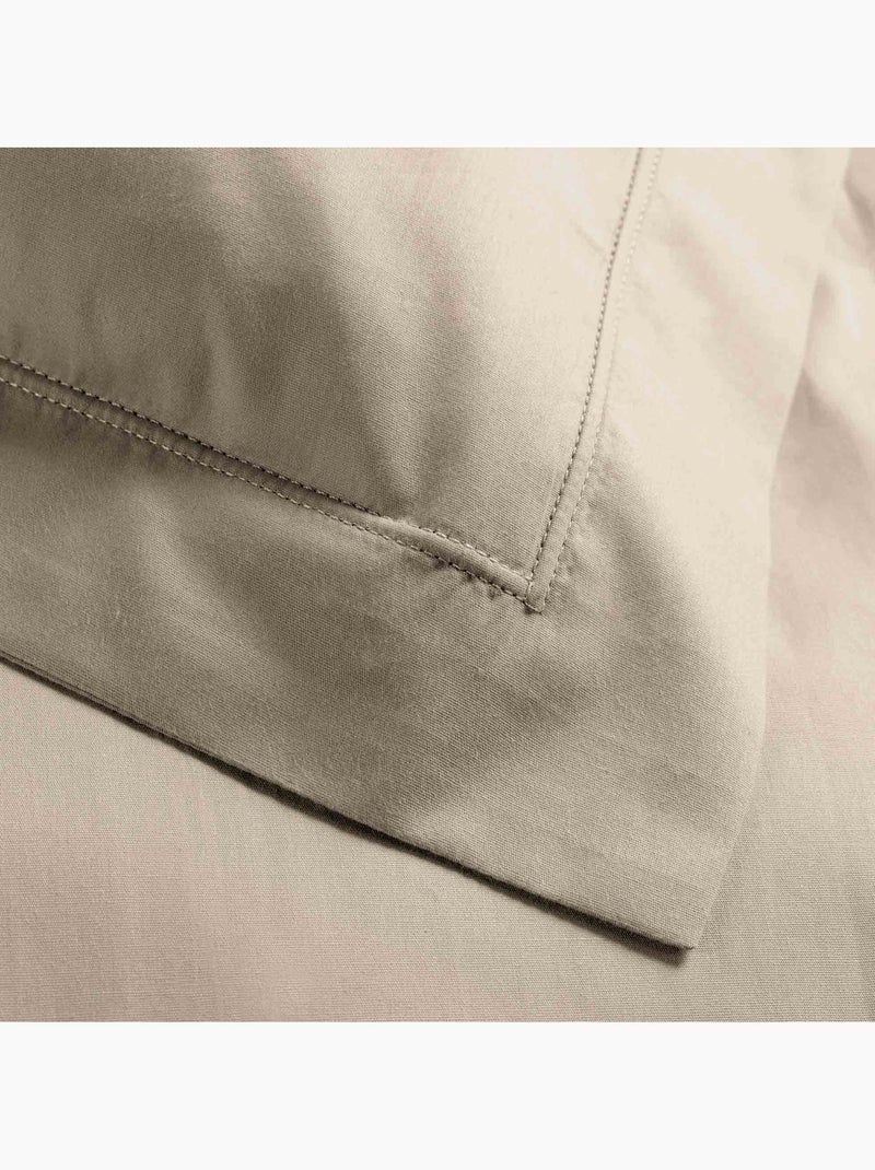 Taie d'oreiller volant plat 100% percale de coton ORIGINE Beige sable - Kiabi