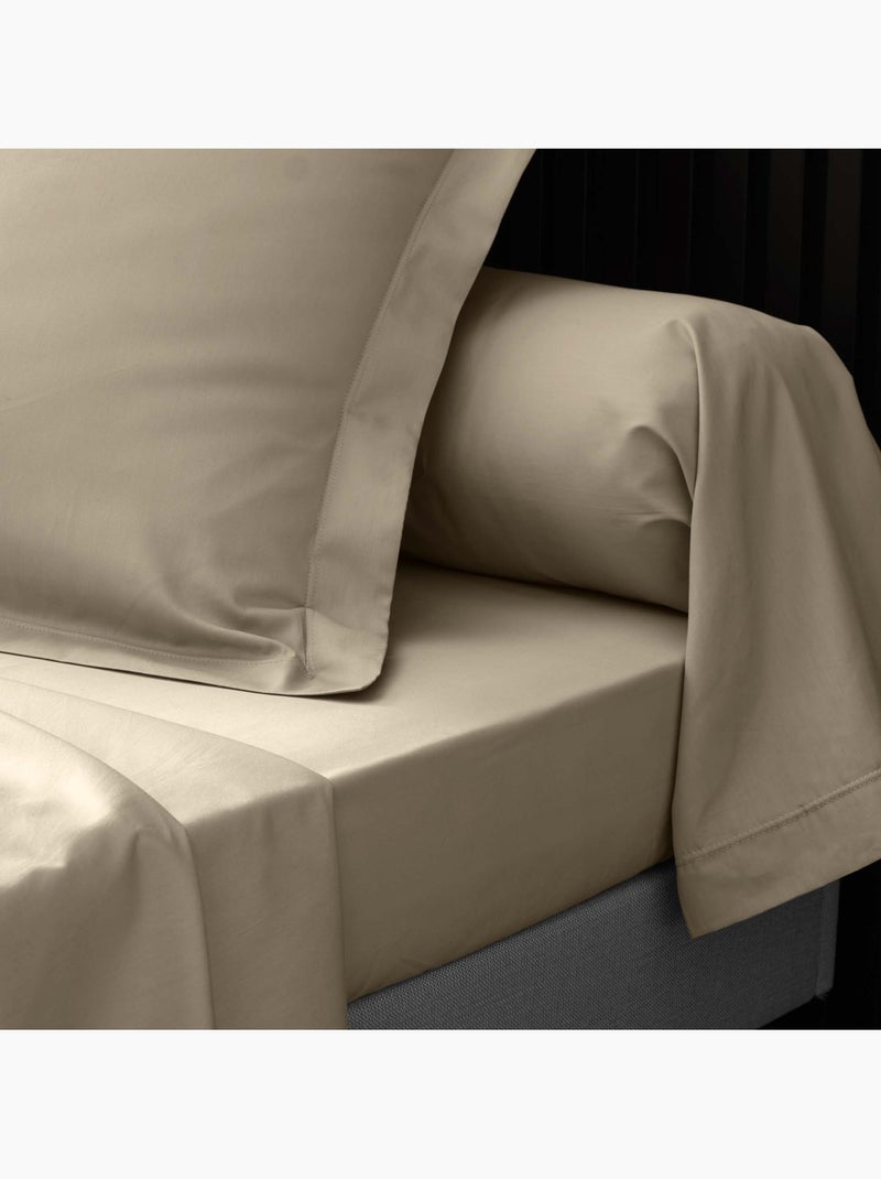 Taie d'oreiller volant plat 100% percale de coton ORIGINE Beige sable - Kiabi