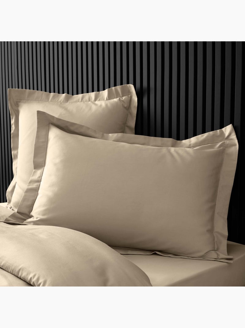 Taie d'oreiller volant plat 100% percale de coton ORIGINE Beige sable - Kiabi
