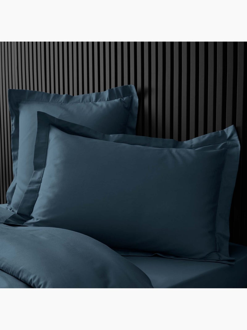 Taie d'oreiller volant plat 100% percale de coton ORIGINE Bleu foncé - Kiabi