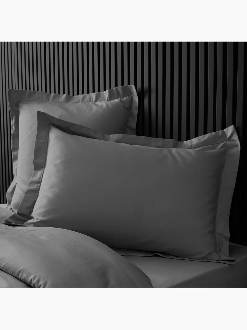 Taie d'oreiller volant plat 100% percale de coton ORIGINE Gris - Kiabi