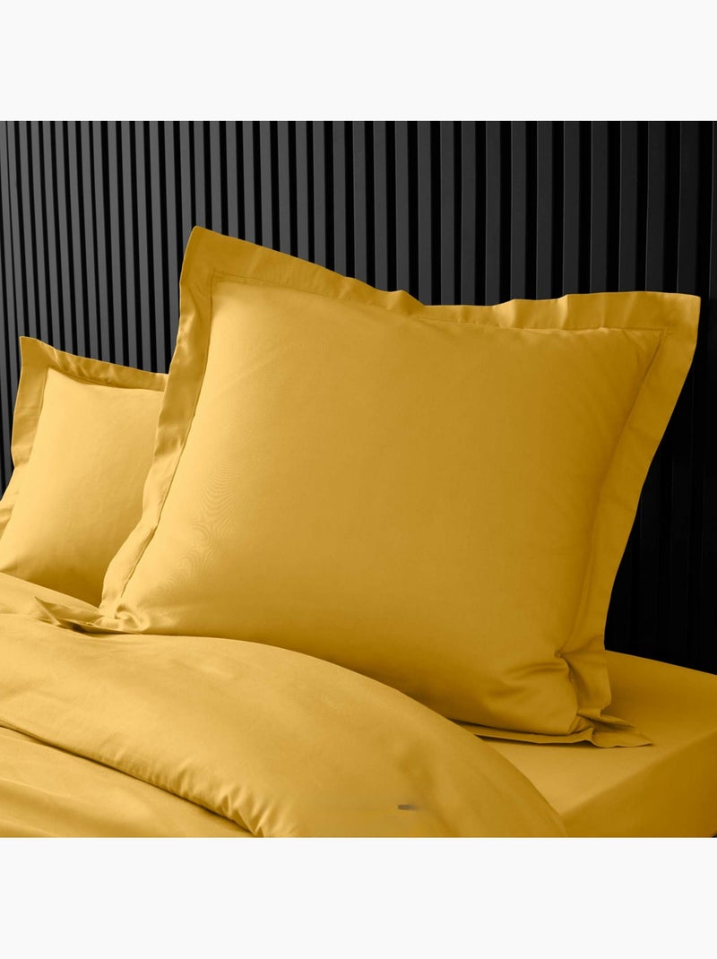 Taie d'oreiller volant plat 100% percale de coton ORIGINE Jaune - Kiabi