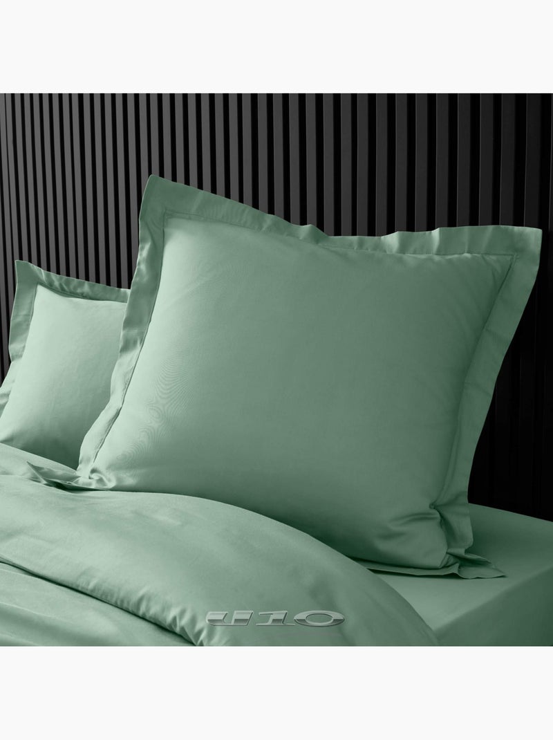 Taie d'oreiller volant plat 100% percale de coton ORIGINE Vert tilleul - Kiabi