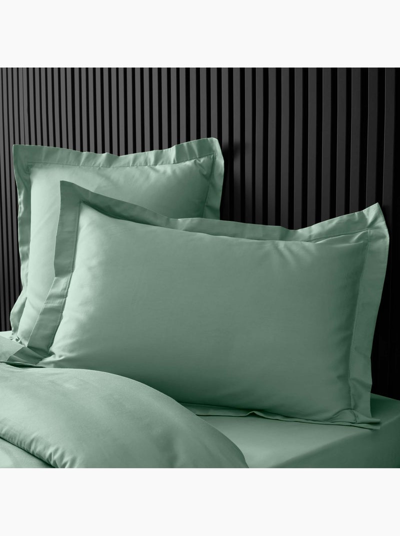 Taie d'oreiller volant plat 100% percale de coton ORIGINE Vert tilleul - Kiabi