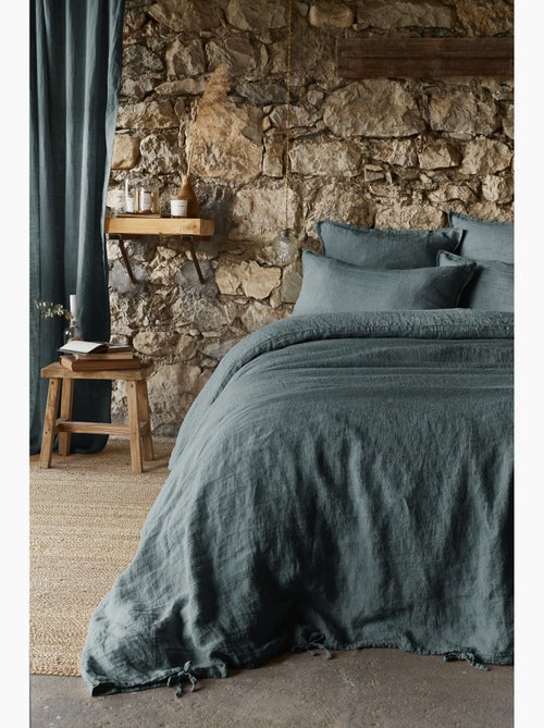 Taie oreiller Lin lave Soline 60 x 60 cm ardoise - Kiabi