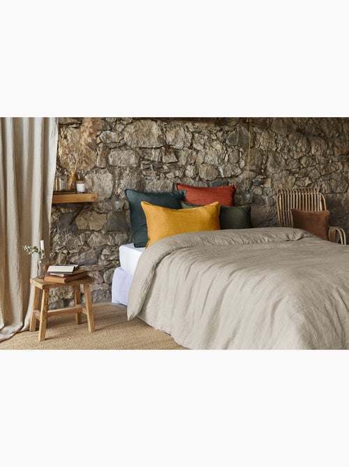 Taie oreiller Lin lave Soline 60 x 60 cm ardoise - Kiabi