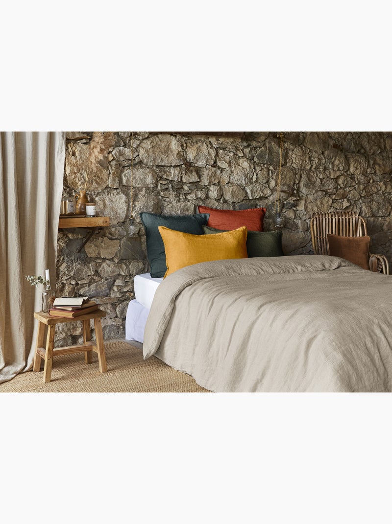 Taie oreiller Lin lave Soline 60 x 60 cm ardoise Ardoise - Kiabi