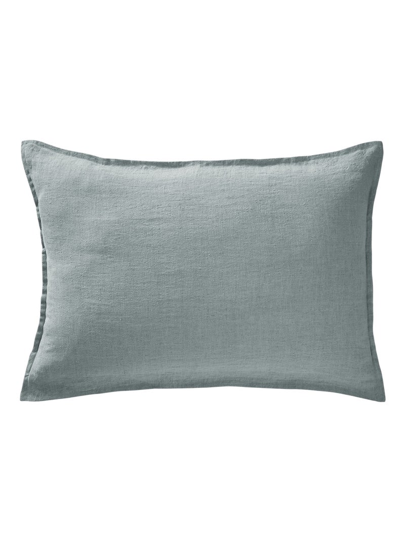Taie oreiller Lin lave Soline Bleu azur - Kiabi