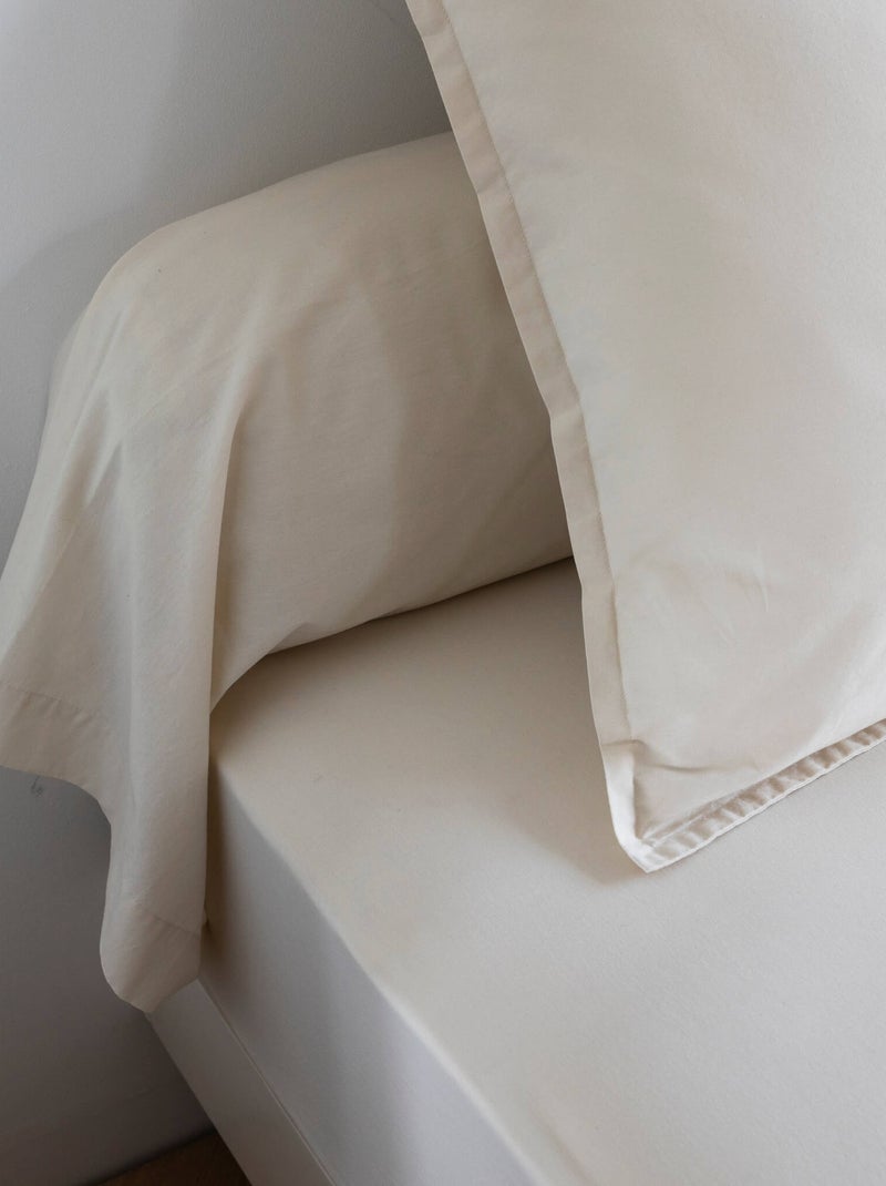 Taie traversin coton lavé Beige - Kiabi