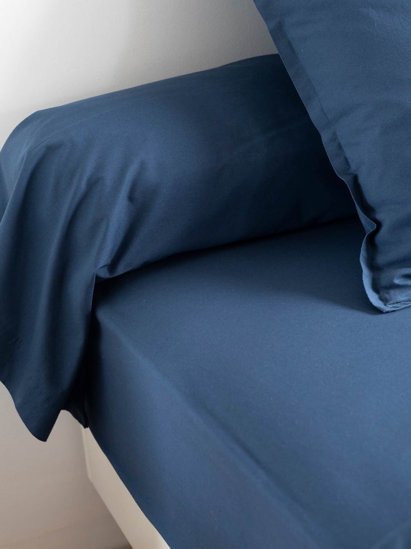 Taie traversin coton lavé Bleu marine - Kiabi