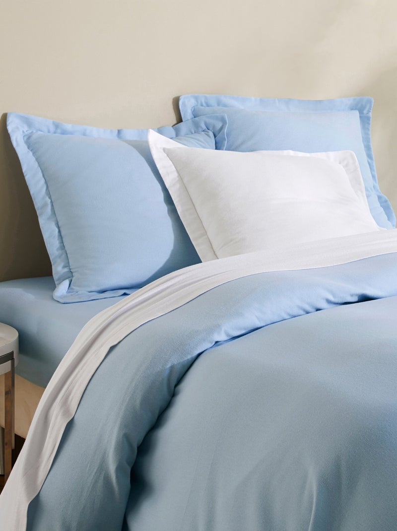 Taie unie flanelle coton 165 g oreiller traversin - Afibel Bleu ciel - Kiabi