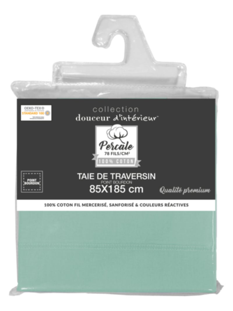 Taies de Traversin Percale de Coton 78fils LIA PROMO LINGE Vert Sauge - Kiabi