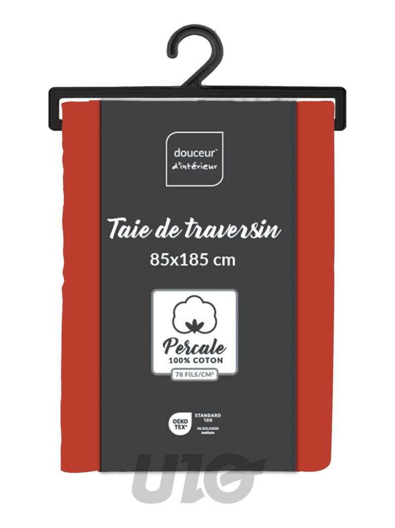 Taies de Traversin Percale de Coton 78fils Percale Douceur d'Intérieur Rouge - Kiabi
