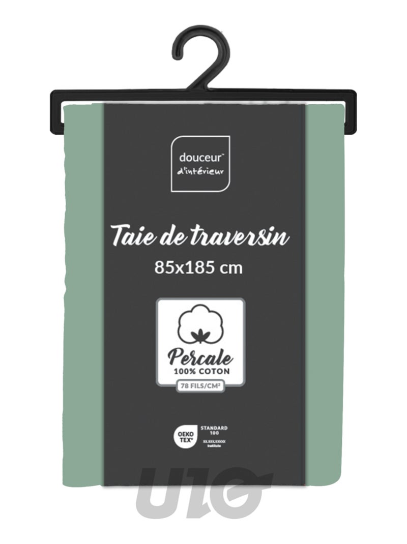 Taies de Traversin Percale de Coton 78fils Percale Douceur d'Intérieur Vert Sauge - Kiabi